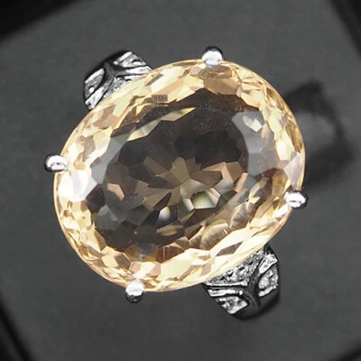 Morganite Peach Orange Oval 13.30 Ct. Sapp 925 Sterling Silver Ring Size 9 Woman • $37.63