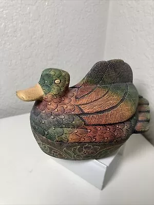 Vintage  Wood Duck Decoy Trinket Desk Box Folk Art Decor • $19.99