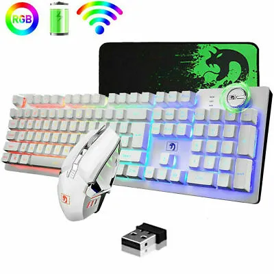 $42.89 • Buy Wireless Rechargeable Gaming Keyboard Mouse And Pad Combo LED Backlit For PC PS4
