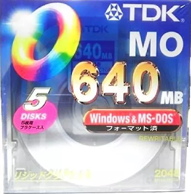 TDK MO Disk 640MB Windows Format Desktop Case 5 Pack [MO-R640DX5PA] • $41.57