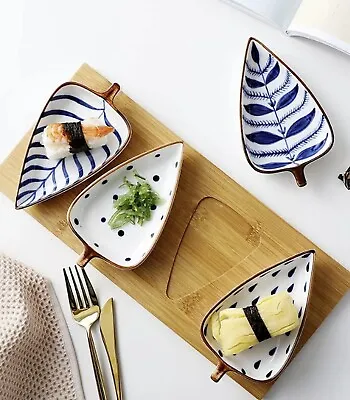 Elegant Bowl Set Of 4 Japanese Plates Ceramic Retro Hand Painted Appetizer Dips • £19.99