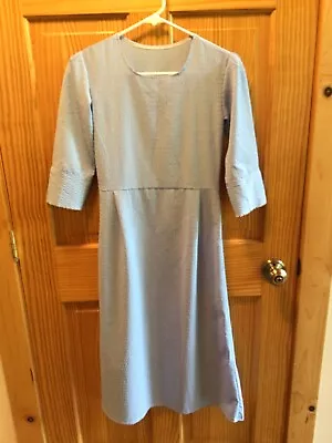 Amish Mennonite Hand Made Ladies Light Blue 3/4Slv Dress B33 EUC Plain Clothing • $14.99