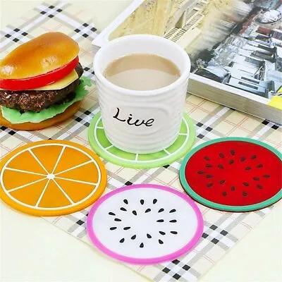 $3.95 • Buy 6PC Fruit Coaster Set  Silicone Cup Drinks Holder Mat Tableware Placemat