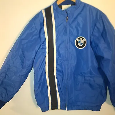 Vintage BMW Racing Stripe Jacket Blue Embroidered Logo 70s 80s Retro • $140