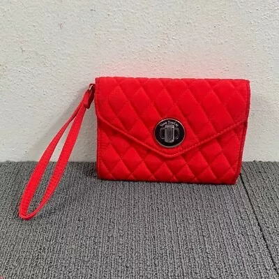 Vera Bradley Your Turn Smartphone Wristlet Tango Red Quilted Turnlock Wallet • $14.99