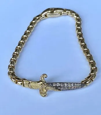 David Yurman 18k Yellow Gold Waves Diamond Dagger Bracelet 8” $5900+ 25.3g • $3999