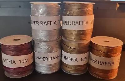 10m Paper Raffia Ribbon In 4 Metallic Colours - Bundles Of 6pcs - See Desc • £12.99