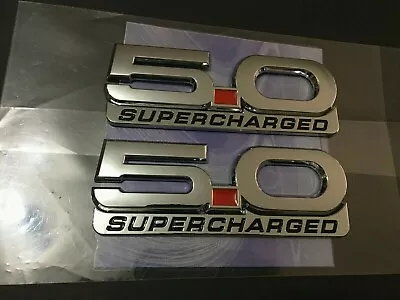 2015-2020 NEW 5.0L 5.0 Supercharged Emblems Badge Chrome Red/ Black - 2pcs • $26.99