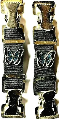 Blue Butterfly Motorcycle Boot Pants Strap Stirrup Heavy Duty Clip Made In Usa • $23.99