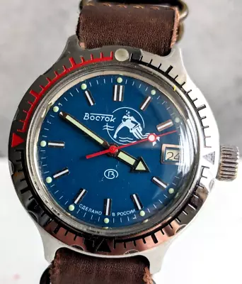 Mens Automatic Watch Vostok Amphibian Blue Dial SCUBA DUDE • $83