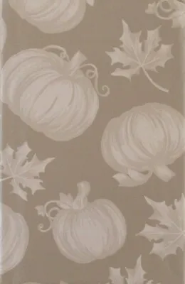 Print Of Autumn Leaves And Pumpkins Vinyl Flannel Bk Tablecloth Var Sizes/Colors • $15.25