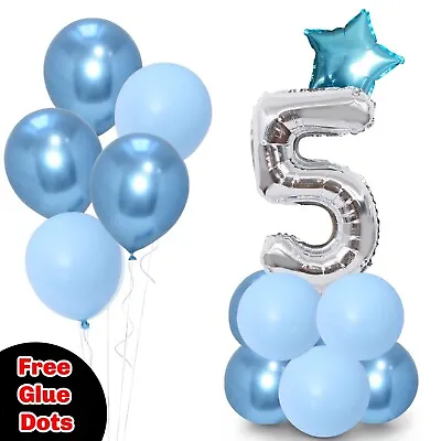 40  Giant Happy Birthday Balloons 10  Latex Blue Theme Party Decor Balloon UK • £7.45