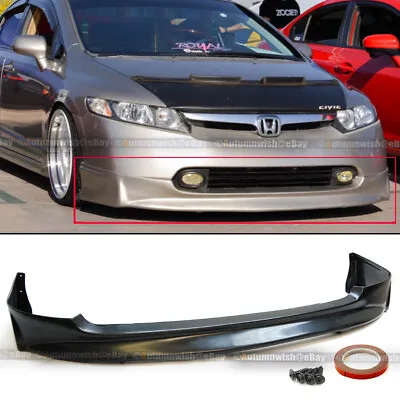 Fit 06-08 Civic 4 Dr Sedan Mugen Style PU Front Bumper Lip Spoiler Body Kit • $92.55