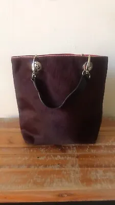 Rare Maurizio Taiuti Red Fur Hide Leather Cow Hair Purse Italy Unique Tote Bag • $35.95