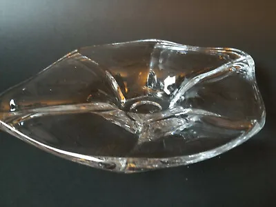 Val St Lambert Crystal Freeform Dish Bowl Art Glass Vintage MCM • $34.99