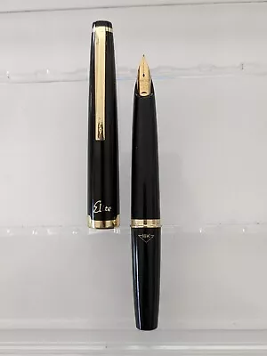 Vtg Black Gt Pilot Elite Short Fountain Pen - 18k F Nib  • $14.99