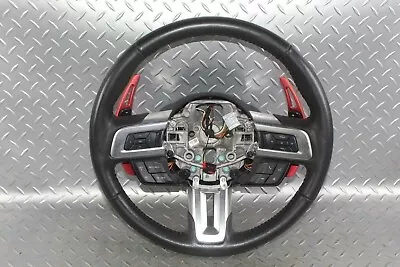15-17 Mustang Black Leather Driver Column Steering Wheel Extended Paddle Shifter • $113.99
