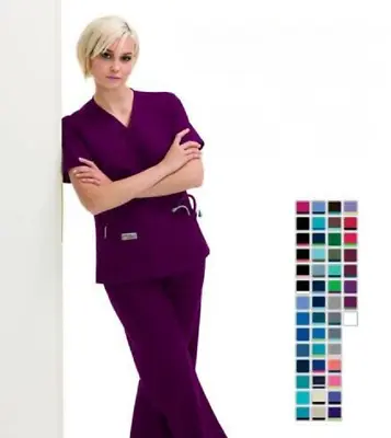 Landau Womens Scrubs Double Pocket Crossover Top 9534 Colors And Sizes NWT • $18.27