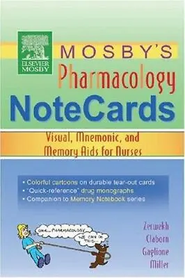 Mosby's Pharmacology Memory NoteCards: Visual Mnemonic And Memory Aids For Nur • $3.77