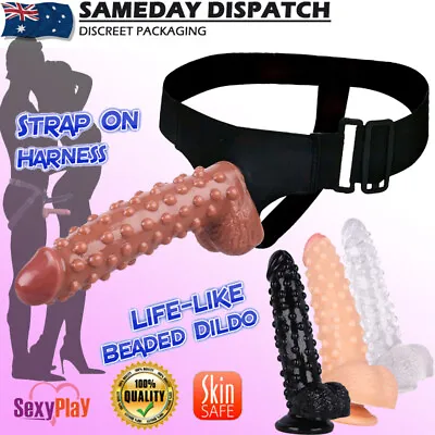 9  Big Realistic Dildo Strap On Harness Penis Cock Anal Lesbian Couples Sex Toy • $32.99