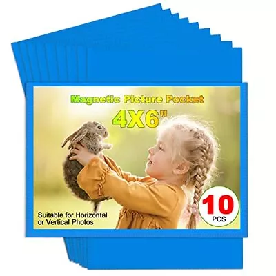 10 Pack 4x6 Inch Magnetic Picture Frame Fridge Photo Sleeves For Office Locker • $9.96