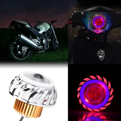 Motorcycle LED Headlight Projector Lens Dual Angel Devil Eye Lamp Blue/Red New • $14.87