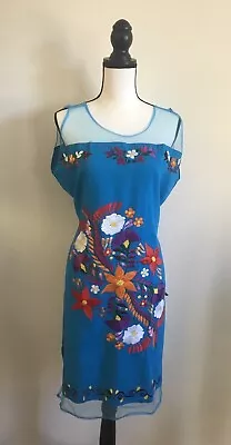 Embroidered Mexican Fiesta Dress Size Medium • $25.99