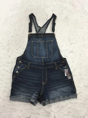 $11.99 • Buy NEW No Boundaries Shortall Suspender Shorts Juniors L Large 11-13 Blue Denim