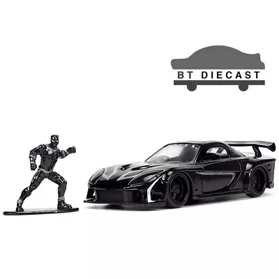 JADA MARVEL AVENGERS 1995 MAZDA RX-7 1/32 With BLACK PANTHER FIGURE BLACK 33078 • $9.90