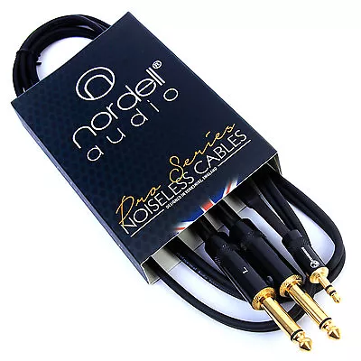 2 X 1/4  Mono TS Jack (Pair) To 3.5mm Stereo Mini TRS Jack Audio Cable 1.5m 5ft • £9.95