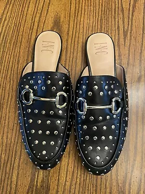 INC Womens Black Bit Hardware Studded Padded Giadaa Shoes Slip On Mules 8M • $9.99