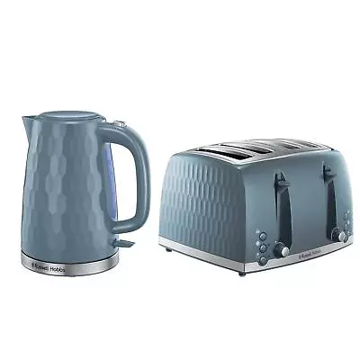 £64.99 • Buy Russell Hobbs Honeycomb Kettle & 4 Slice Toaster Set Textured Plastic - Grey