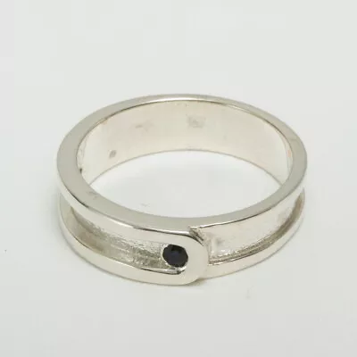 14ct White Gold Natural Sapphire Mens Band Ring - Sizes N To Z • $1984.14