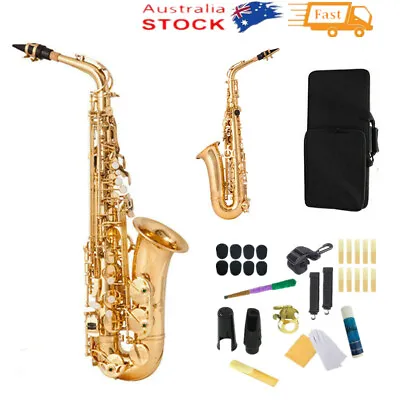 $369 • Buy Saxophone Sax Eb Be Alto E Flat Brass With Glove Cleaning Cloth Brush Strap Gold