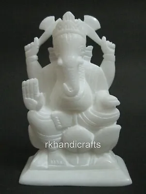 5 Inches Marble Meditating Peace Statue Hand Carving Giftable Lambodar Statue • $88