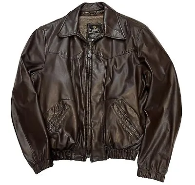 Vintage Cooper Outerwear Leather Bomber Style Jacket Cafe Racer 70s 80s Biker Lg • $69.99