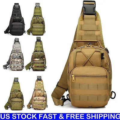 Tactical Mens Backpack Bag Outdoor Shoulder Travel Hiking Molle Sling Chest Pack • $11.72