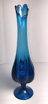 Viking Epic Swung Glass 6 Petal Vase Bluenique Ocean Blue 17” Vintage MCM • $74.94