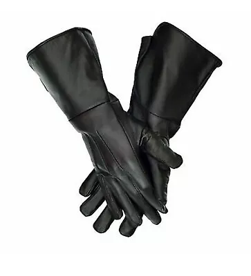 Gloves Goatskin Leather Long Cuff Medieval  Perfect Fit Heavy Duty Top Quality • $22.98