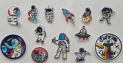 Astronaut Space Rocket Planet Nasa Embroidered Logo Patch Badge Iron On Sew UK • £2.15