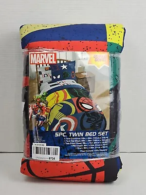 Kids Marvel Avengers Emblems 5 Piece Twin Bed Set Jay Franco & Sons Inc. • $40