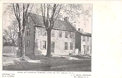 C.1905 Stephen Girard Home Mount Holly NJ Post Card • $12