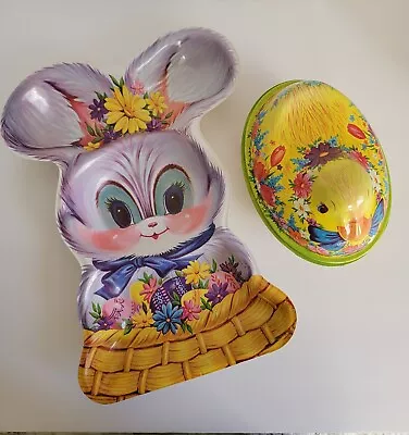 Vintage Easter Bunny Molded Plastic Candy Tray & Ullman Duck Candy Container  • $14