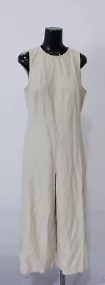 Mango Women's Round Neck Cropped Jumpsuit With Straps DD7 Ecru Large NWT • $22.99