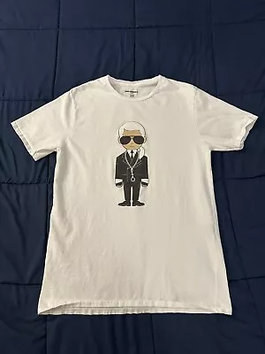 Karl Lagerfeld Men T Shirt M White Crew Neck Short Sleeve Used • $18