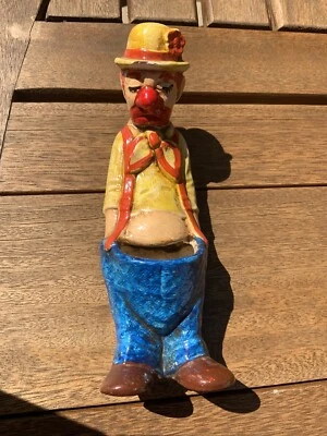 $22 • Buy 6” Vintage Sad Face Hobo Clown Figure Cactus Succulent Planter Ceramic Pot