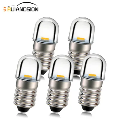 Ruiandsion 5pc 3V 6V 12V E10 LED Screw Torch Head Light Interior Bulb Lamp White • $15.99