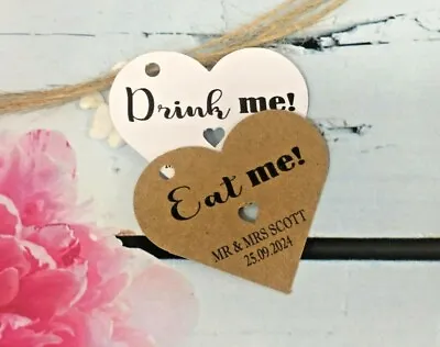 £3.80 • Buy Personalised Heart Drink Me Eat Me Tag Birthday Christmas Wedding Thank You DH1