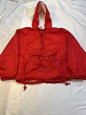 Vtg Lands End Women’s M Hoodie Windbreaker Jacket Lined Red Korea • $21.48