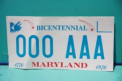 1976  MARYLAND  License Plate  **  UNIQUE    PAPER   SAMPLE  ** BICENTENNIAL • $23.99